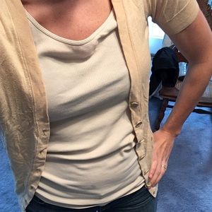 Jcrew short sleeve tan cardigan